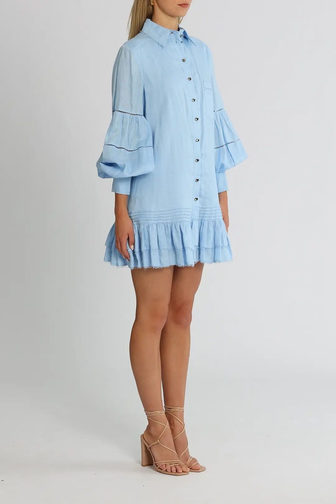 Hire Lotus Shirt Dress in Blue AJE GlamCorner