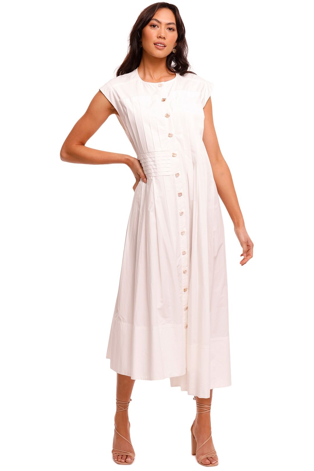 puff sleeve a line midi dress Women A-Line Midi Dress with Short Puffed Sleeve Yellow / XL