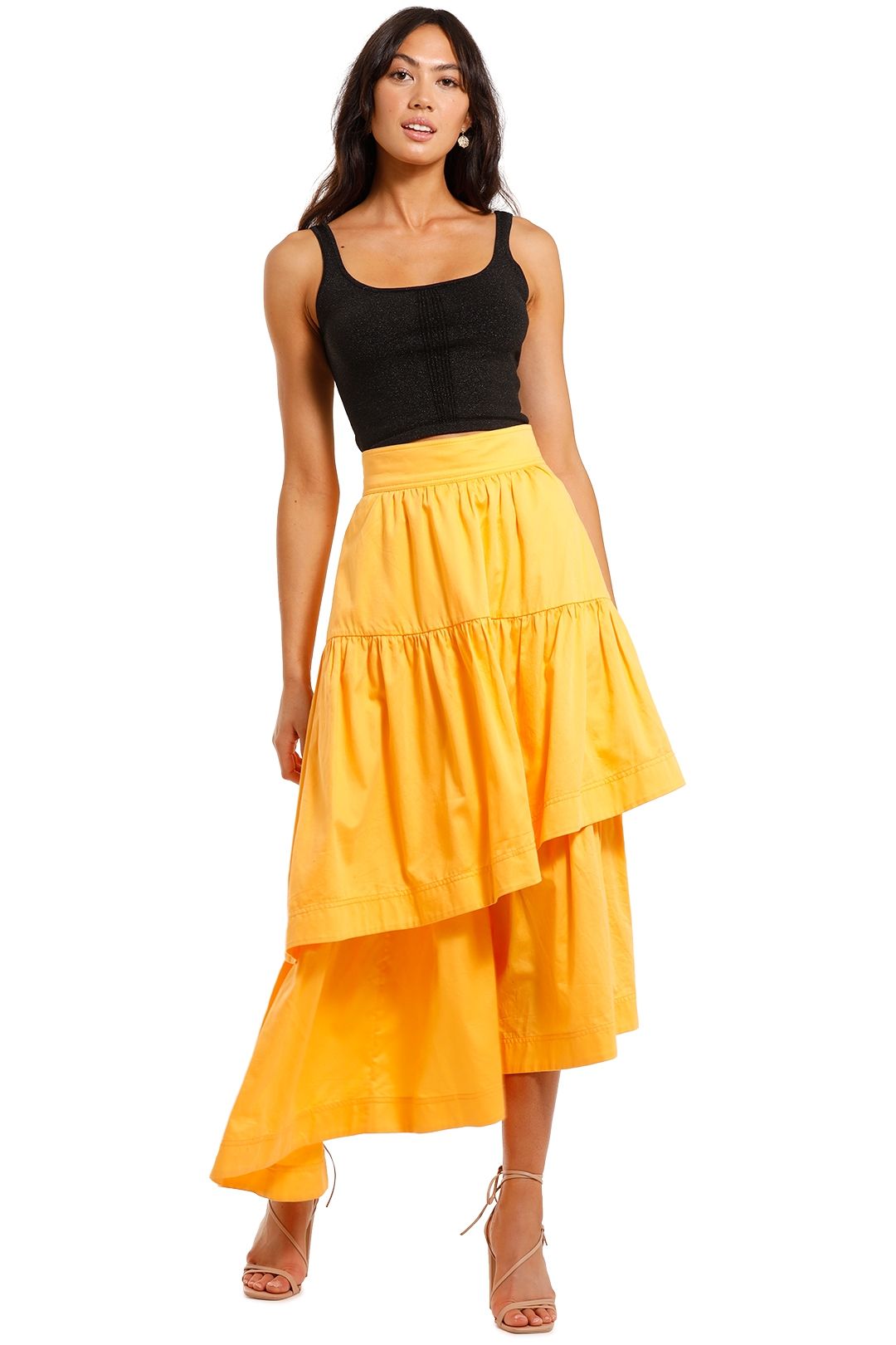 AJE Midsummer Tiered Midi Skirt