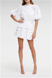 AJE Off White Frill Mini Dress