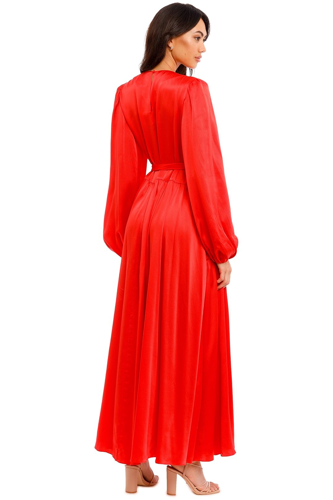 AJE Oxidised Maxi Dress in Red satin