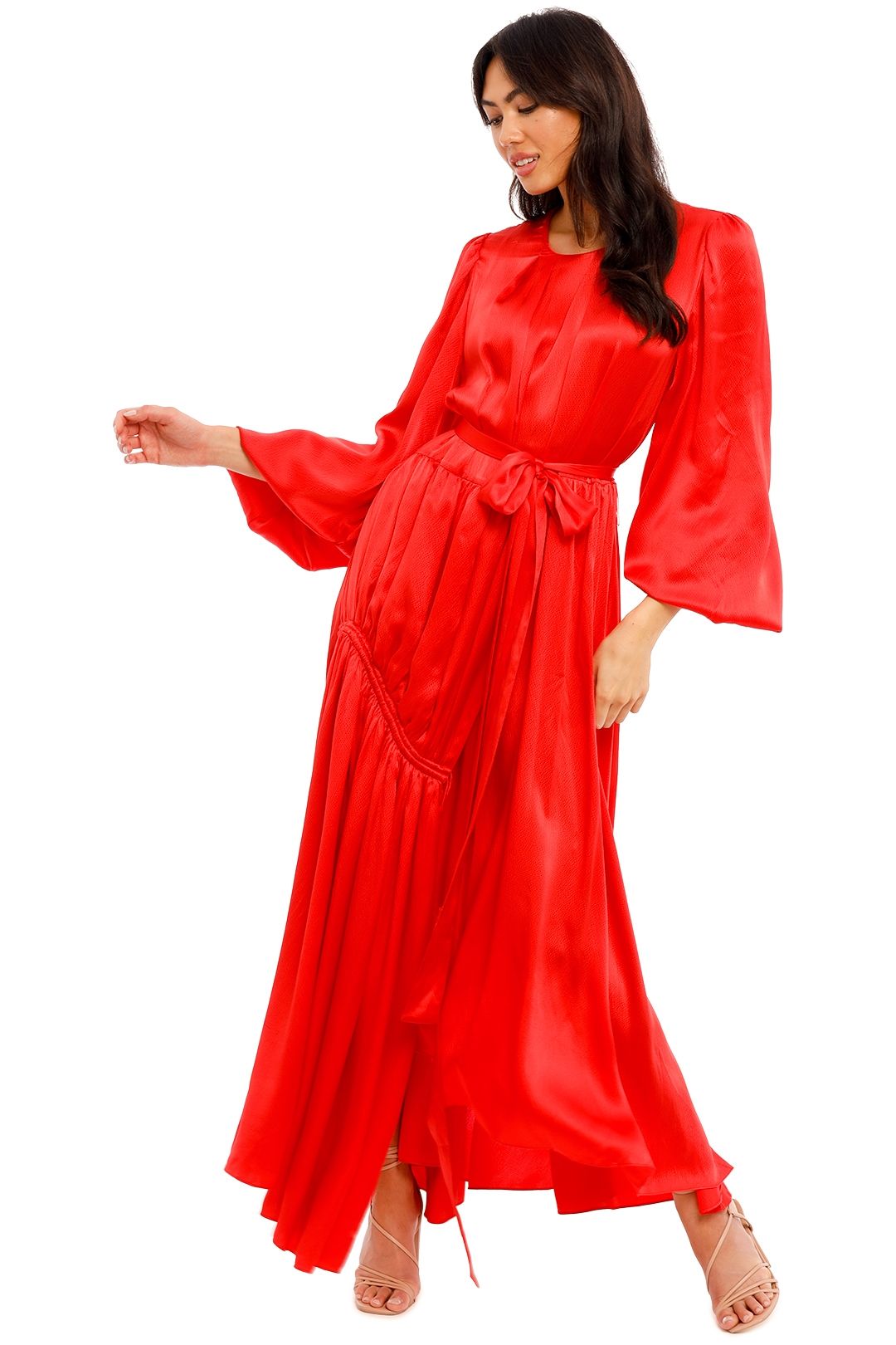 AJE Oxidised Maxi Dress in Red asymmetric