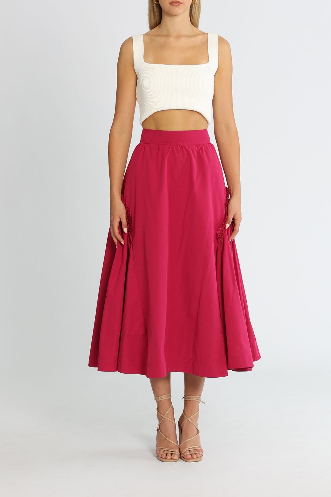 AJE Promise Midi Skirt Fuchsia