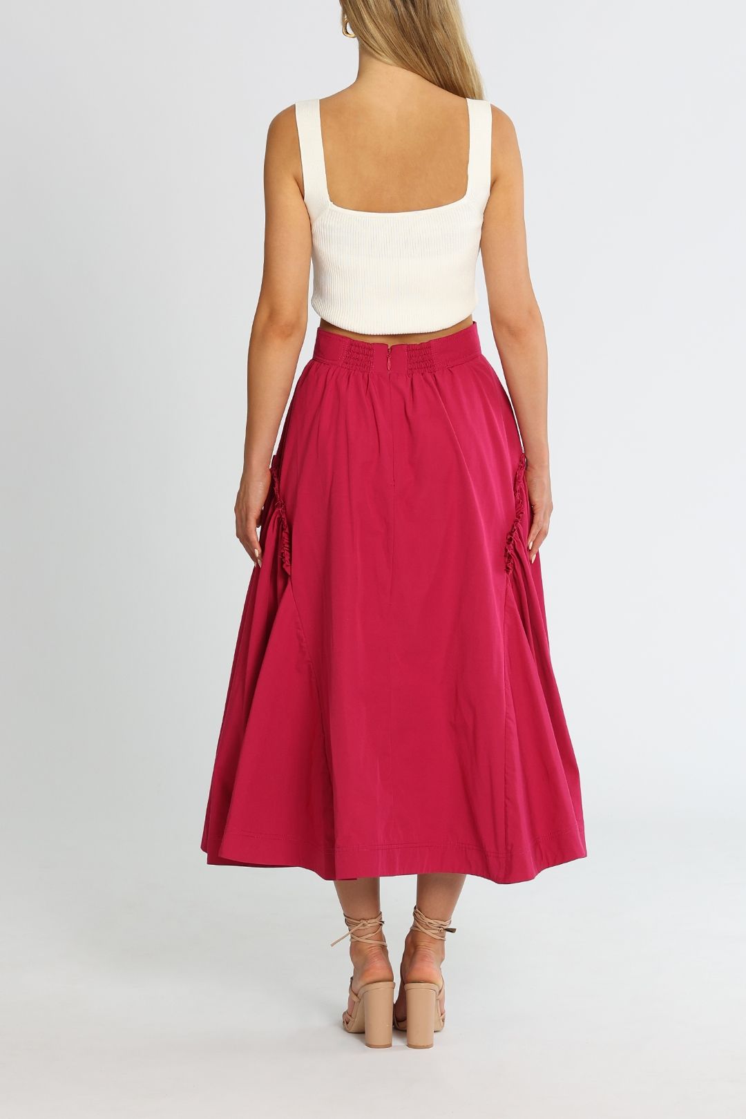 Hire Promise Midi Skirt in Fuchsia | AJE | GlamCorner