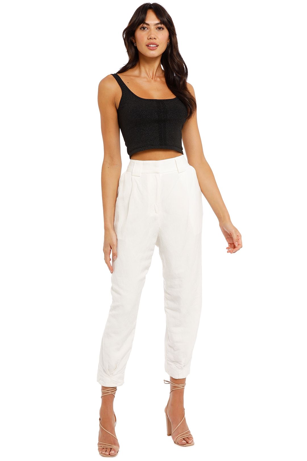 AJE Rarity White Tapered Pant high waist