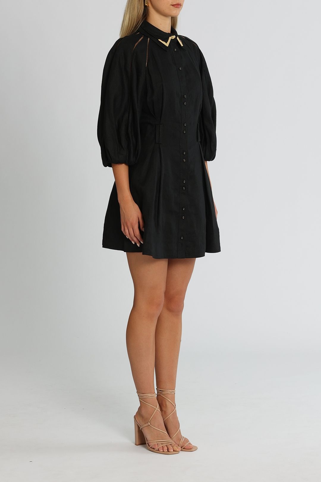 AJE Recurrence Button Up Dress Black Mini