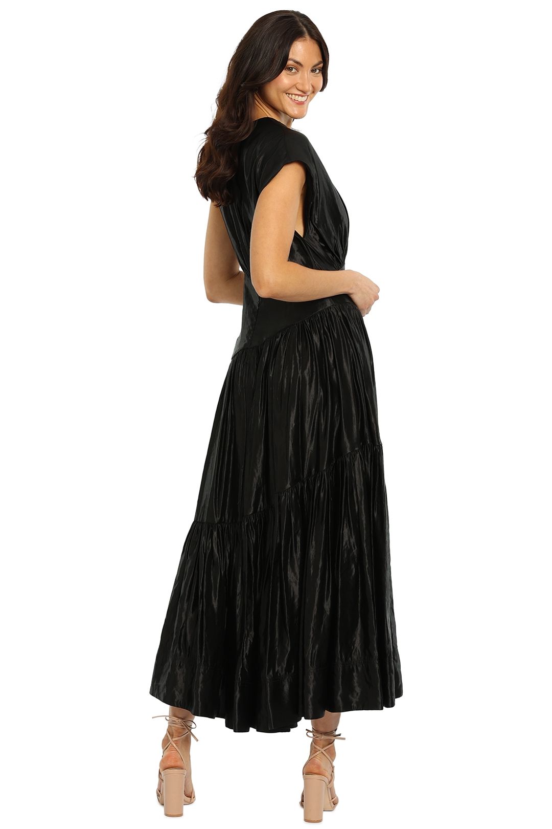 cheap long sleeve midi dresses Badgley Mischka Wrap Full Skirt Day Dress