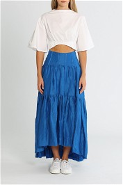 AJE Reverb Gathered Midi Skirt Cobalt Blue