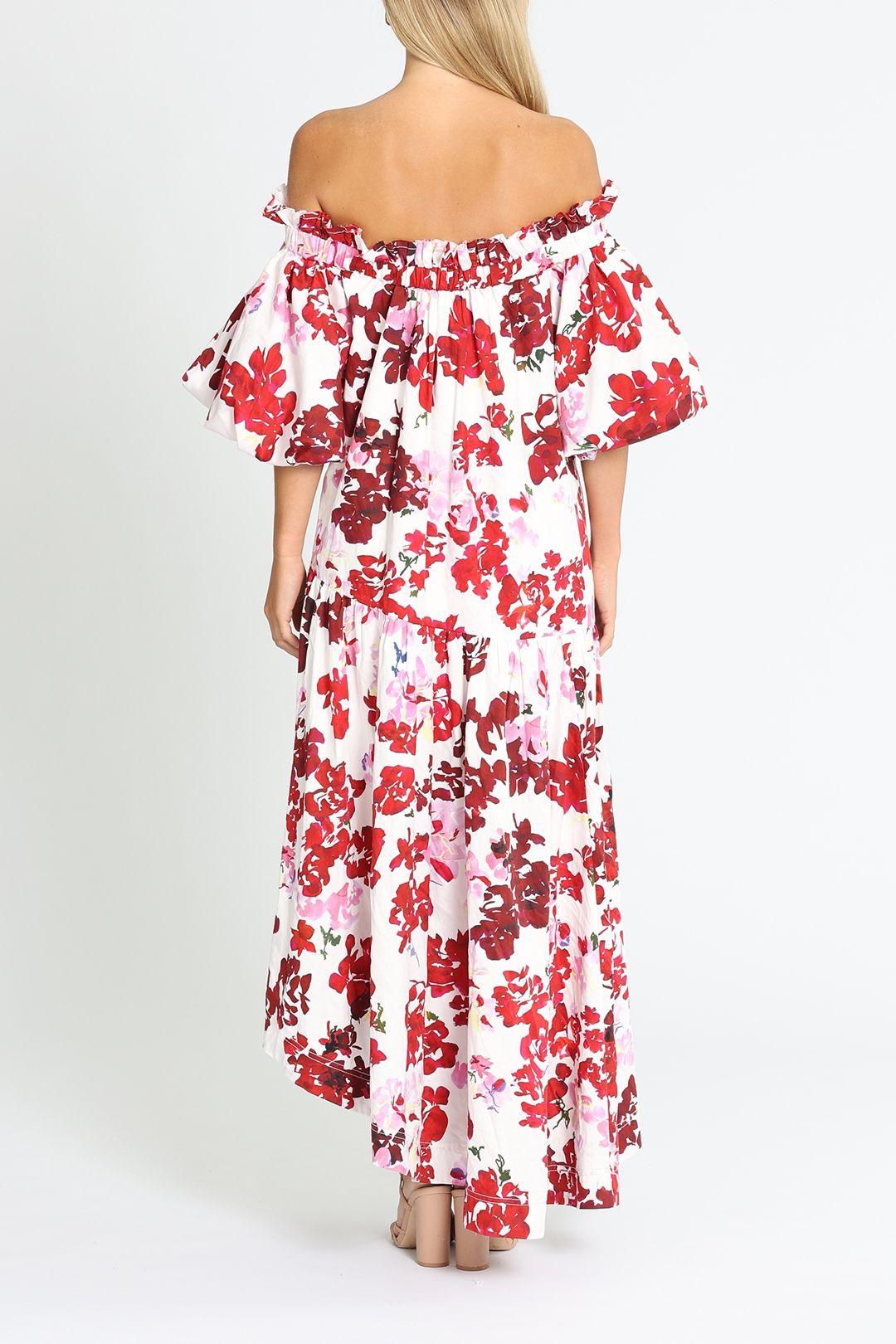 brisbane asymmetrical floral midi dress Satin Floral Asymmetric Midi Dress | Asymmetrical main image 0
