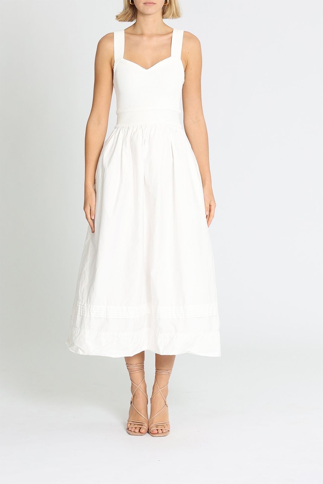 Aje Romarin Knit Bodice Midi Dress