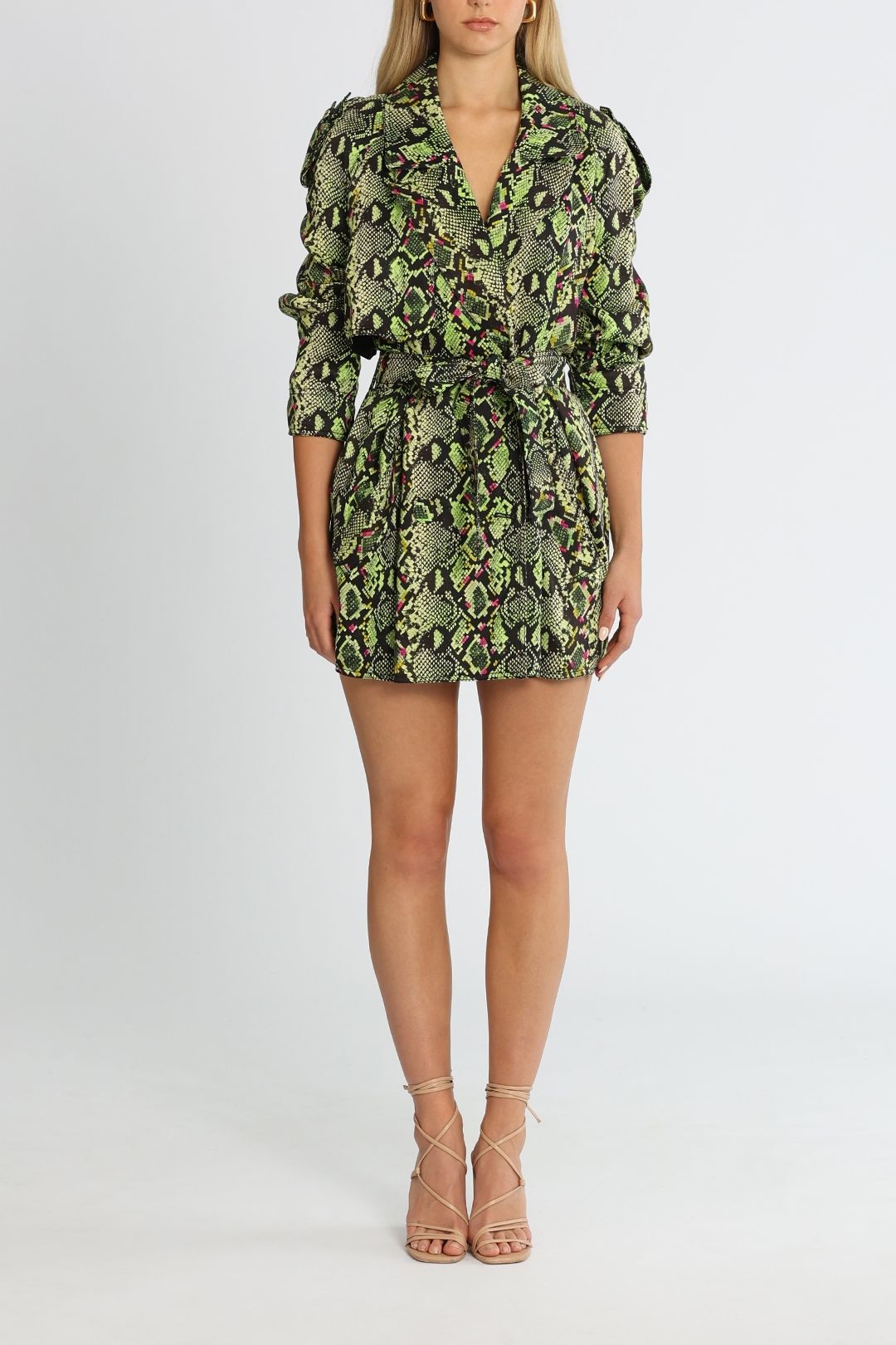 AJE Serpentine Belted Jacket Green