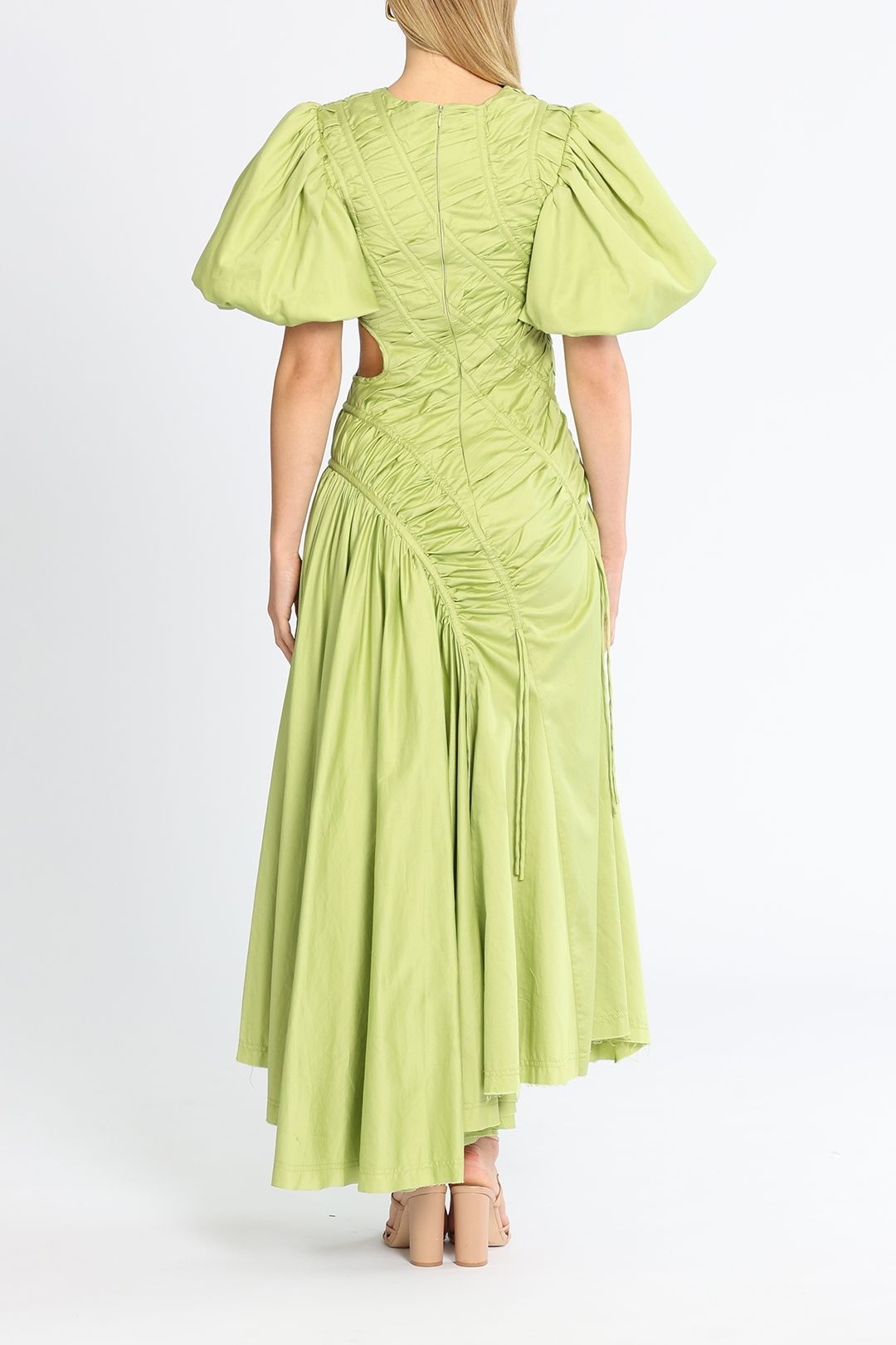 Hire Siren Drawstring Midi Dress in Green | AJE | GlamCorner