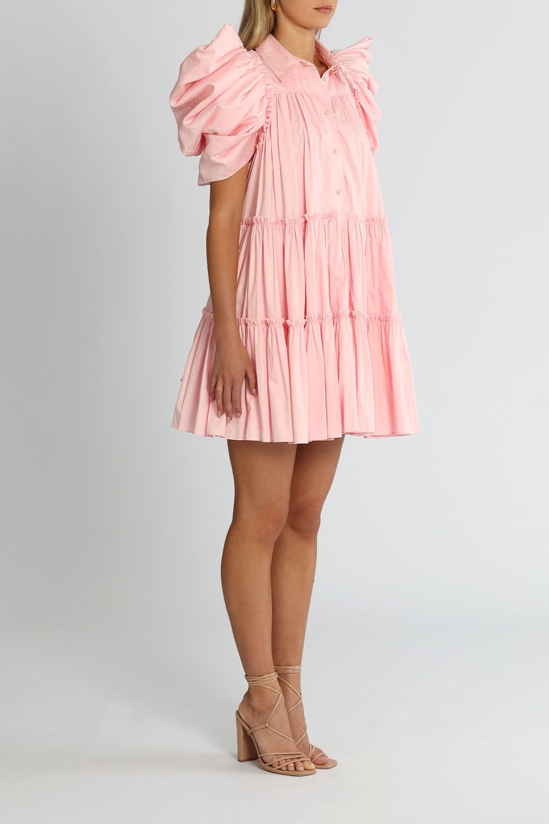 AJE Swift Butterfly Sleeve Smock Dress Rose Pink Relaxed Fit