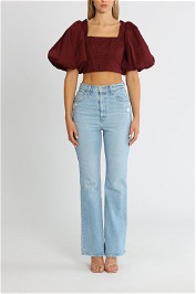 AJE Sylvia Cropped Top Chestnut Red