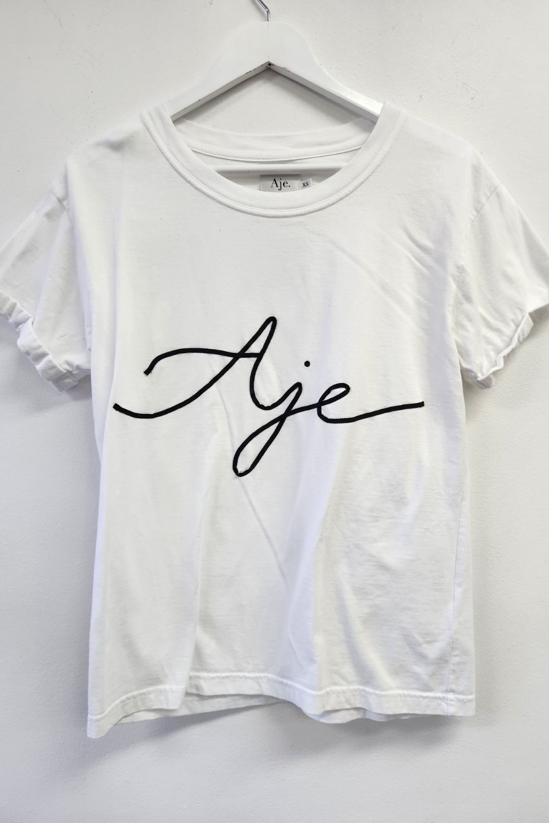 White Tee with Ribbon Logo 