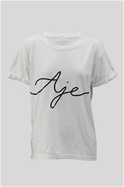 White Tee with Ribbon Logo 
