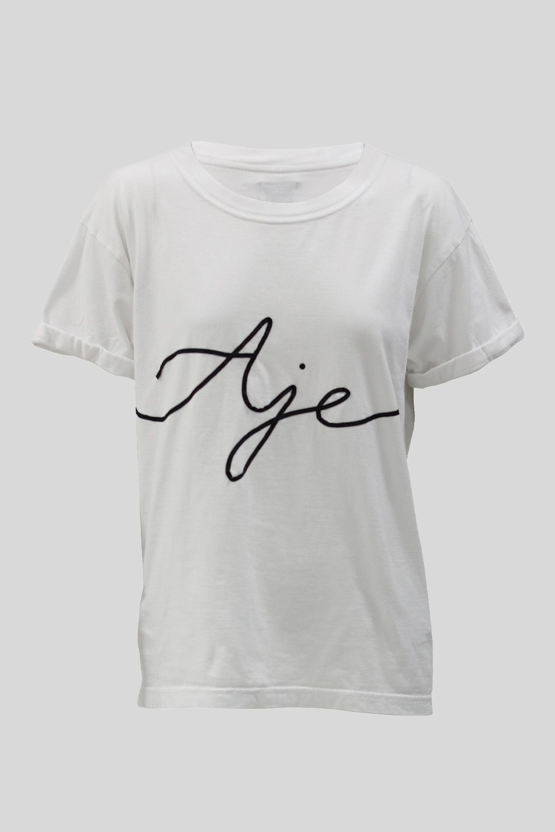 White Tee with Ribbon Logo 