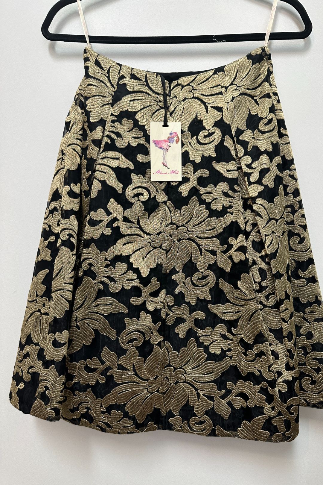 Black gold floral lace skirt online