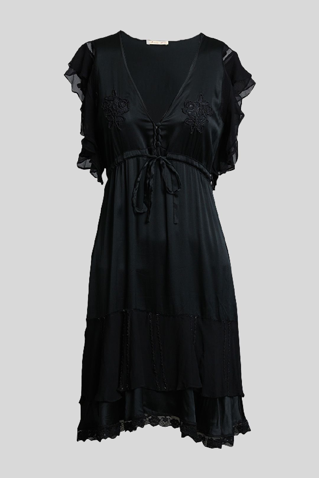 Buy Black Silk Embroidered Floral Dress Alannah Hill GlamCorner