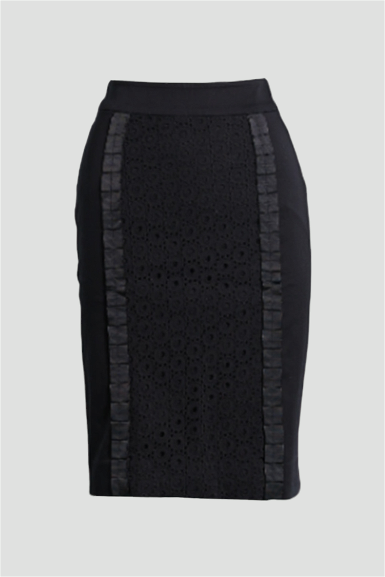 Black pencil online skirt lace trim