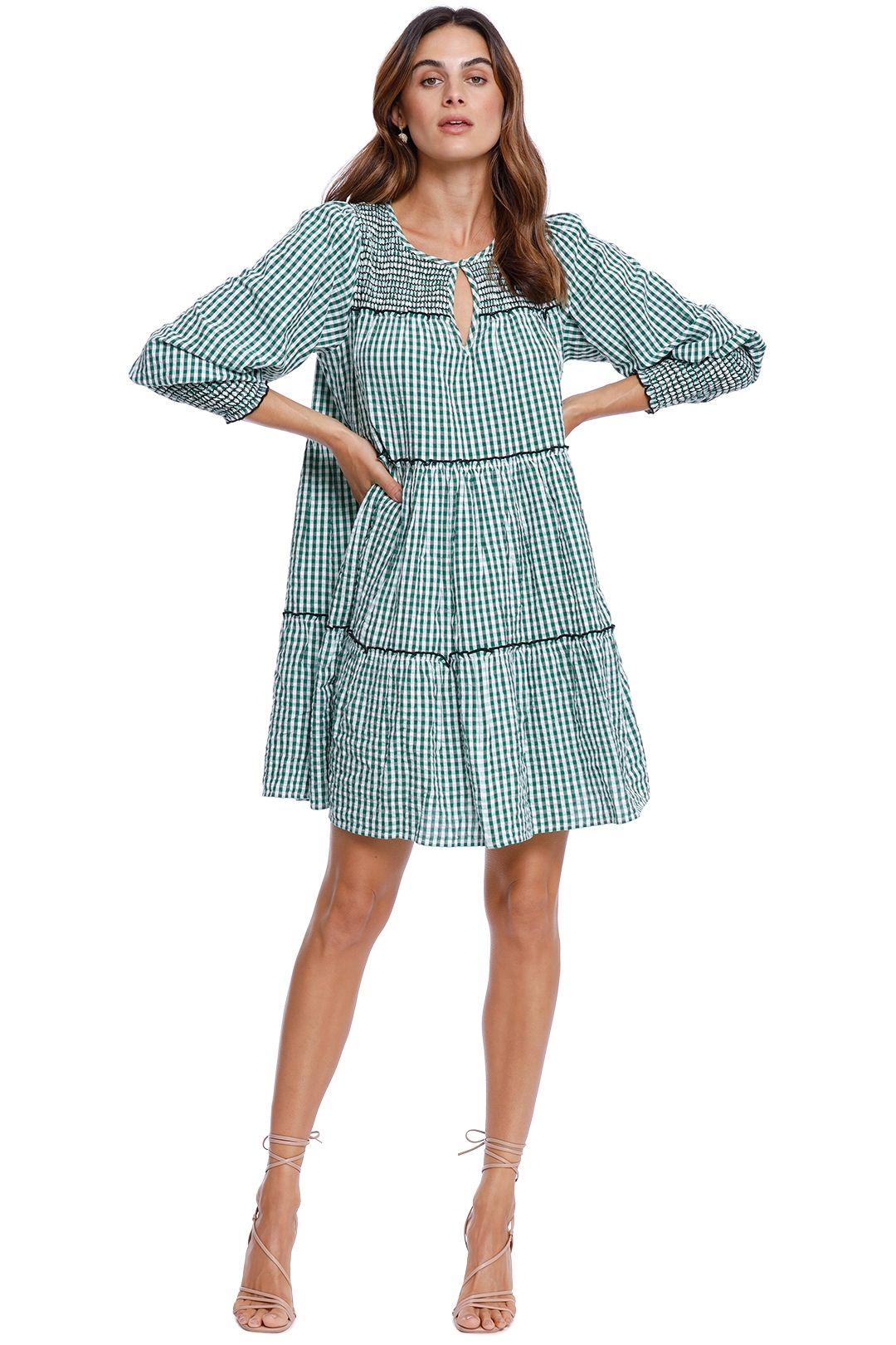 Steele Alberta Dress Emerald Check Green