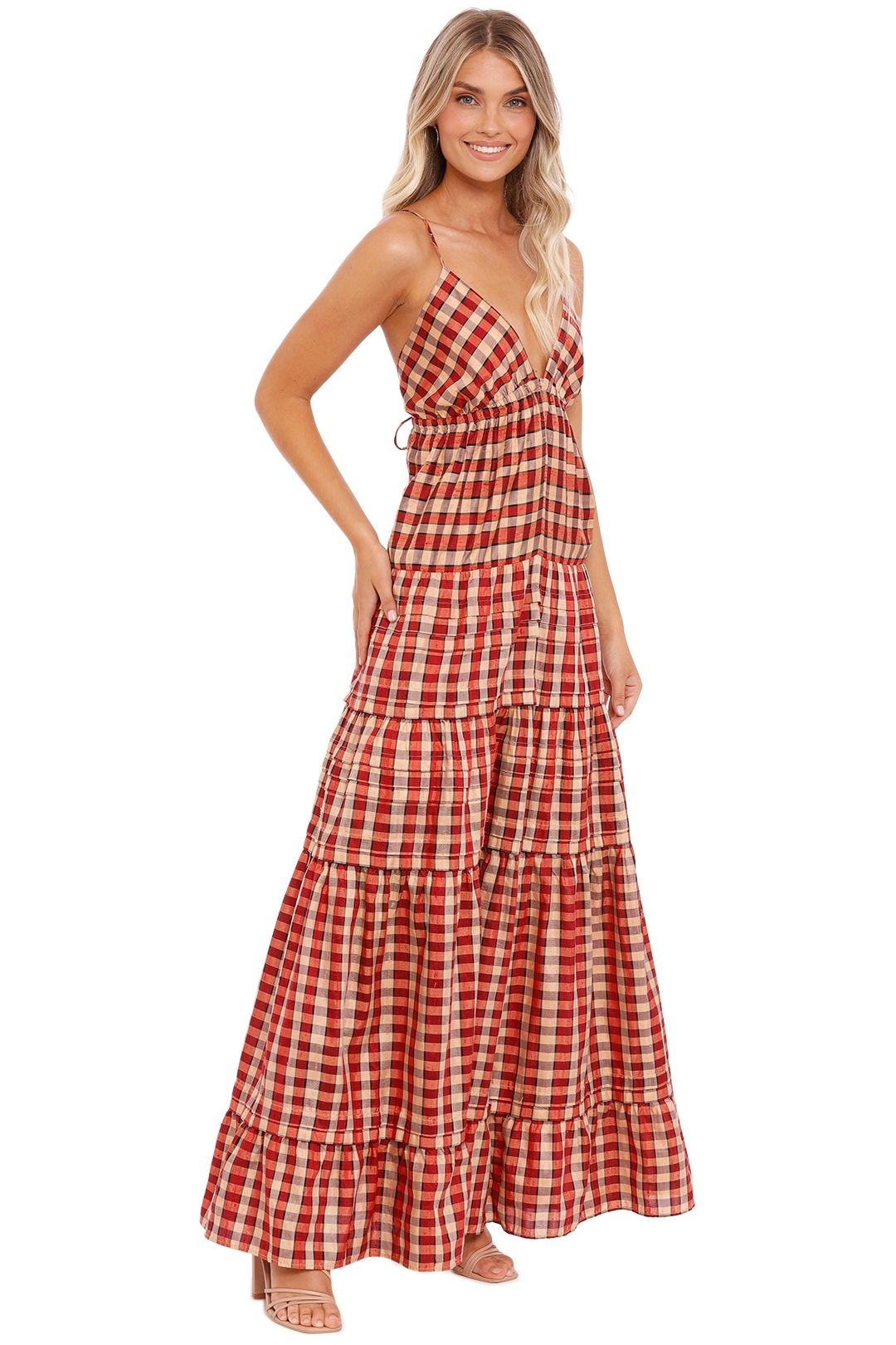 Alemais Edie Long Dress Red print