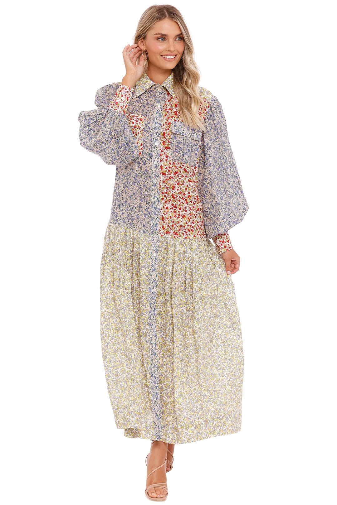  Alemais Lucia Patchwork Shirt Dress floral
