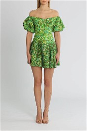Alemais Phyllis Pleat Mini Dress Green