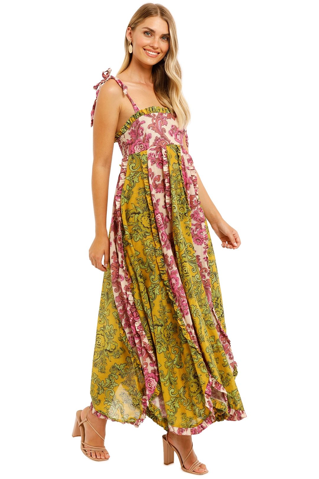 Alemais Rosette Swirl Dress Magenta Lime Full Skirt