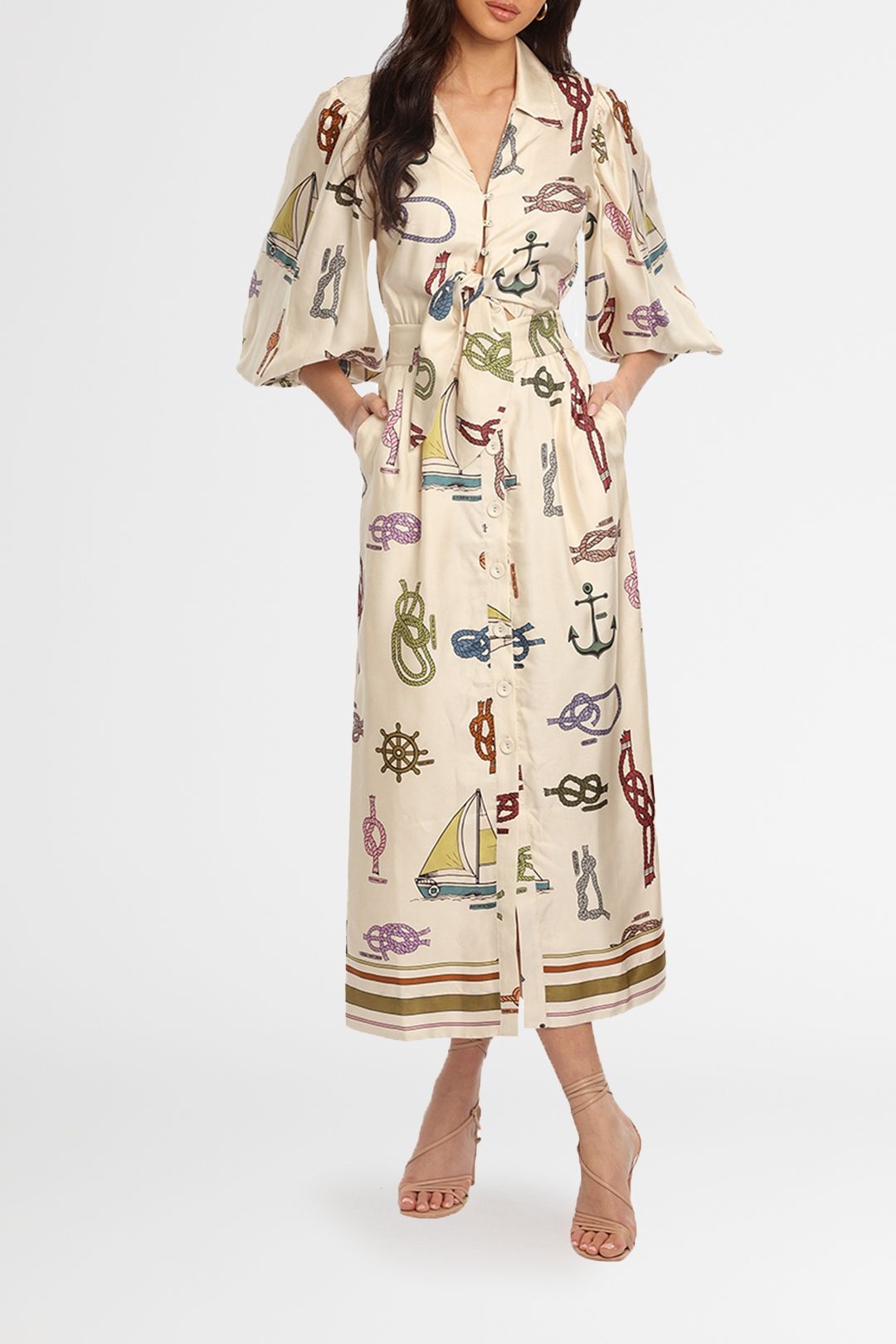 Alemais Ships Ahoy Midi Dress front 