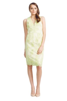 alex perry lime green dress Irene Puff Sleeve Cotton Dress-Ivory Green Spot main image 1