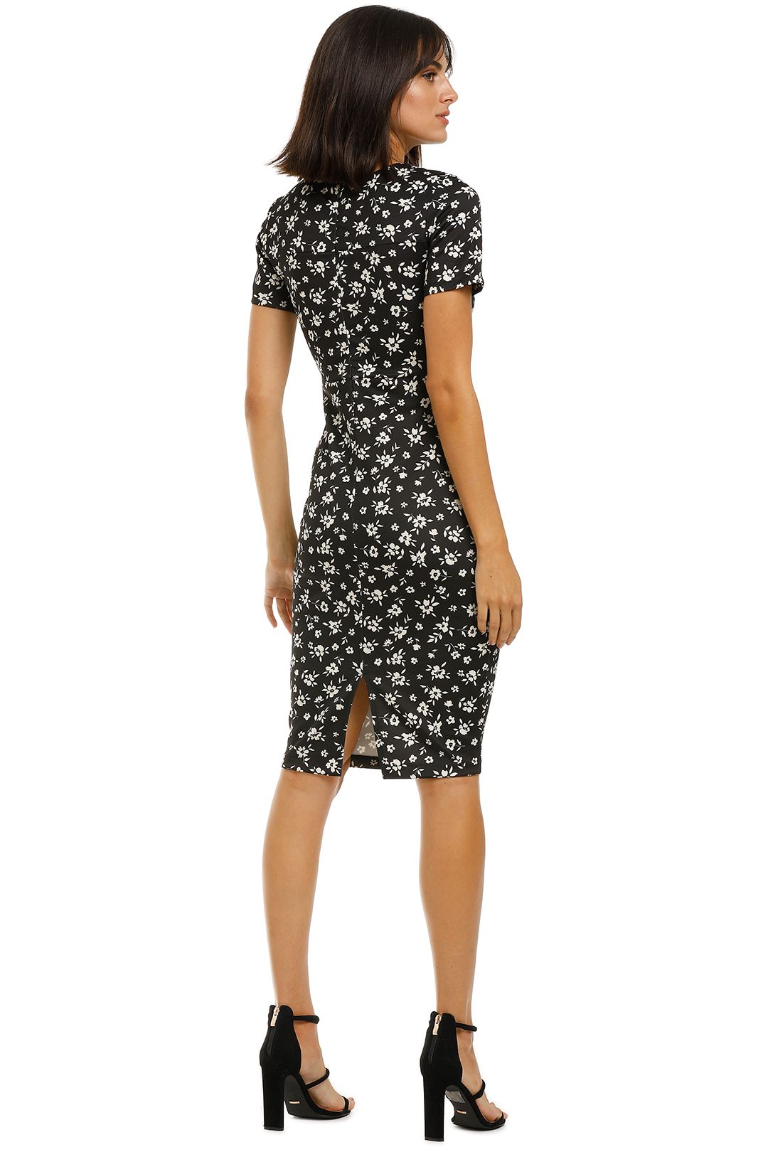 Scuba Sheath Dress in Black Ditzy by Alexia Admor for Rent