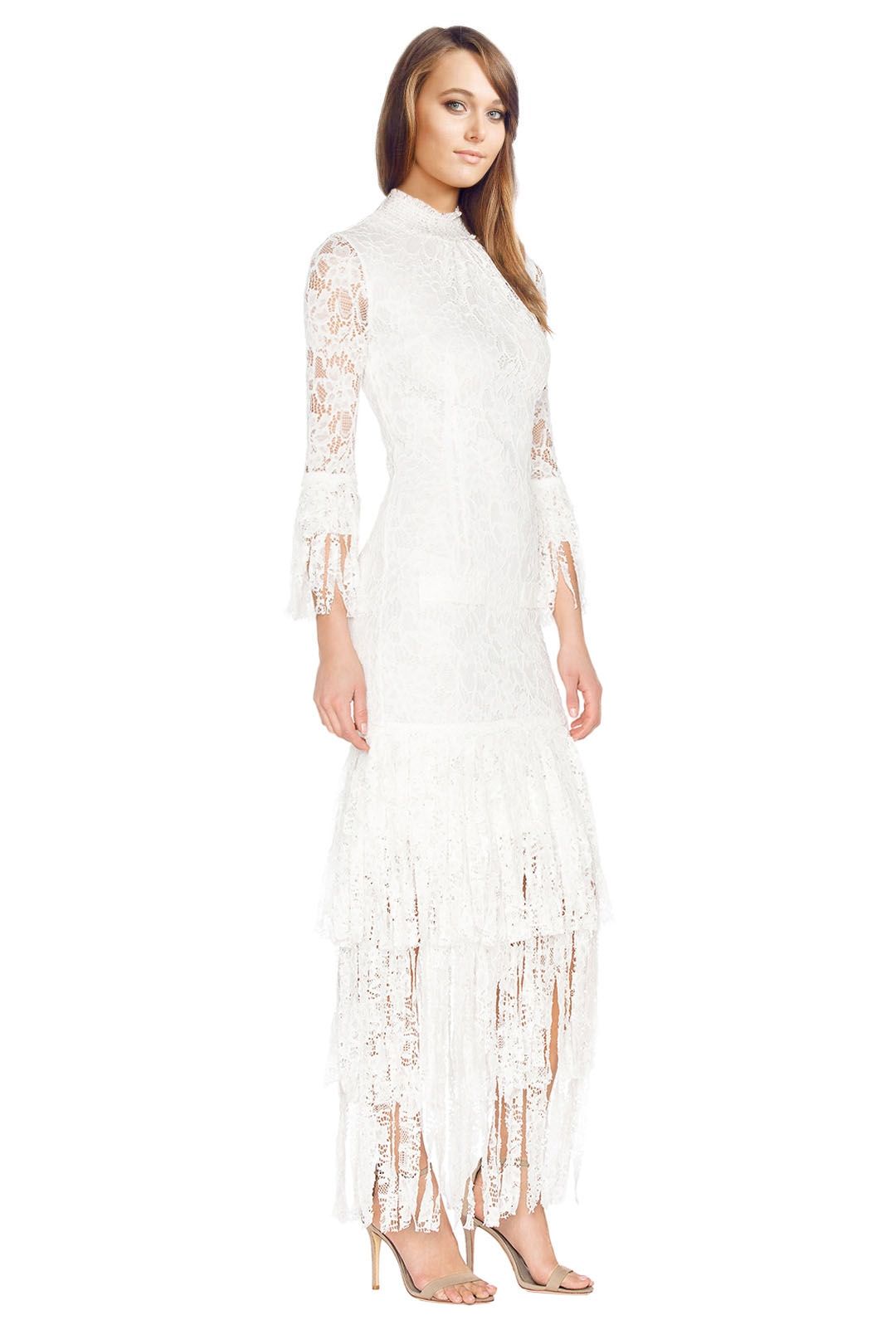 knee length dresses for ladies Alexis | Cream Plunge-Neck Midi Dress with Draped and Ruched Detailing