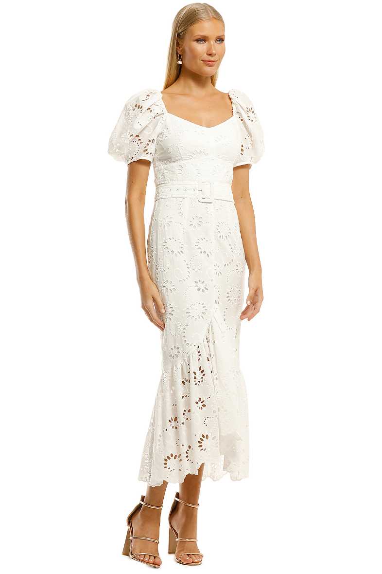 alice mccall obscurity midi dress Women US-2 Alice McCall Obscurity Midi Dress Poreclain White Eyelet Lace Belted