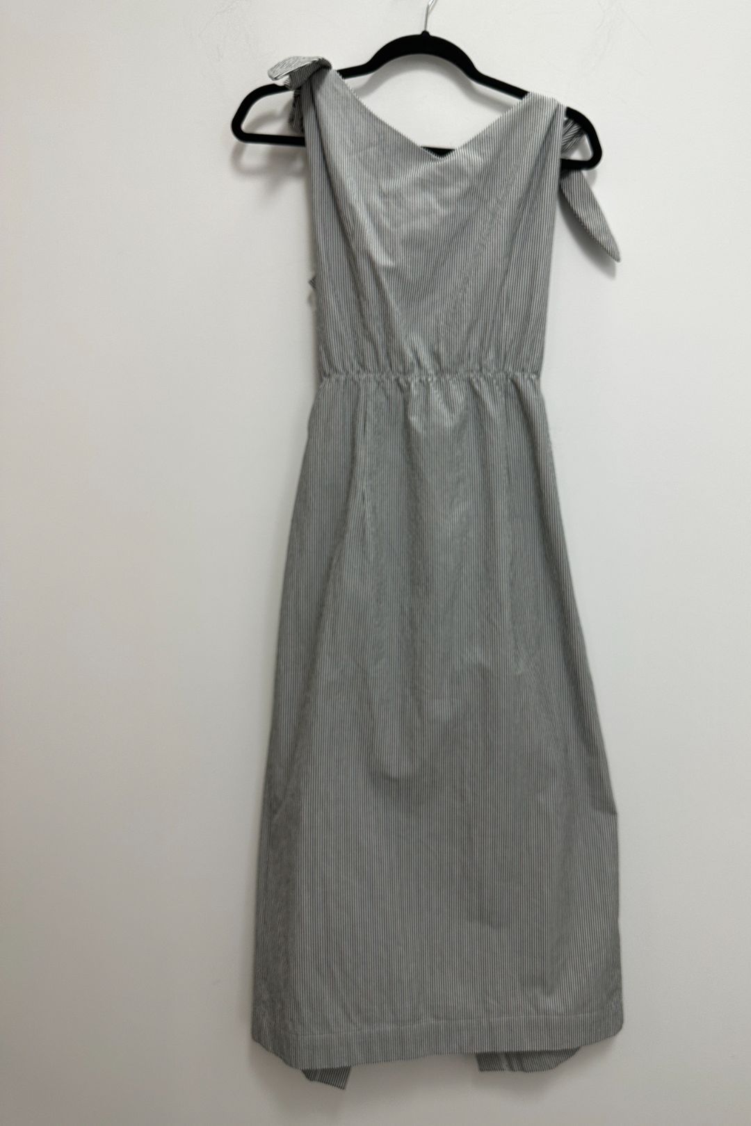 Buy Make Sense Midi Dress in Gray Elongating Stripe Alice Mccall