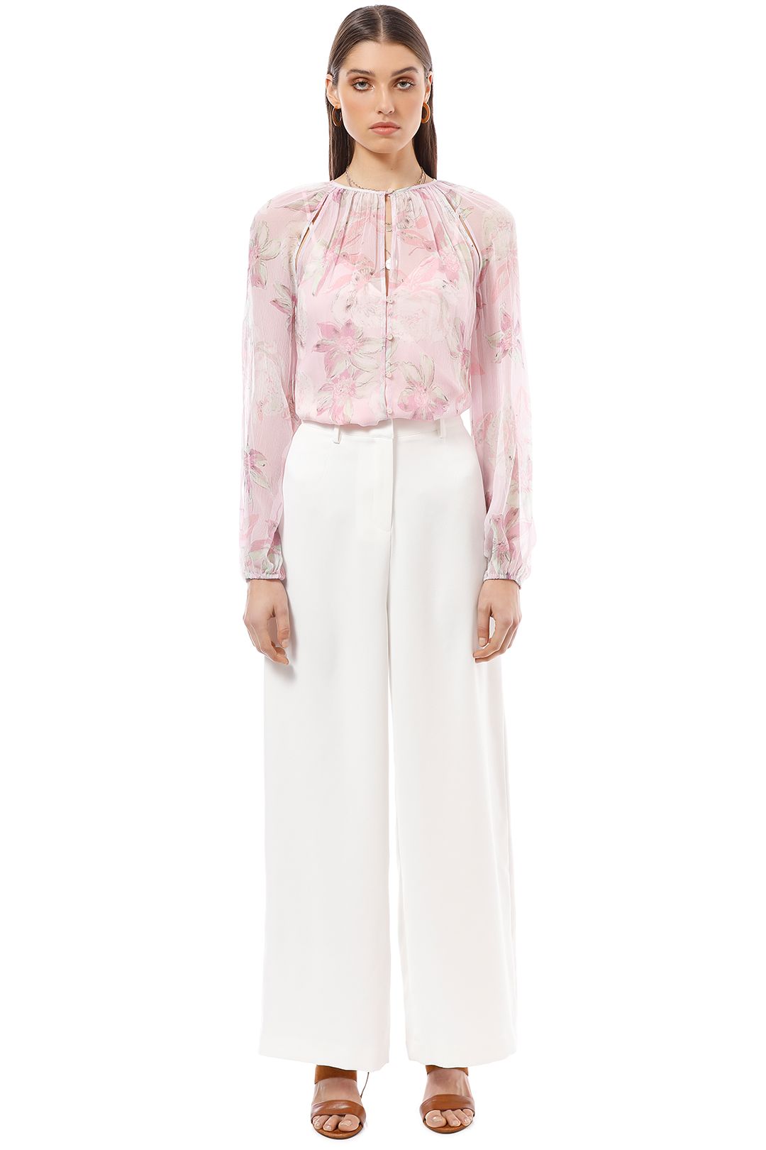 Alice McCall - Watercolour Floral Blouse - Pink Print - Front