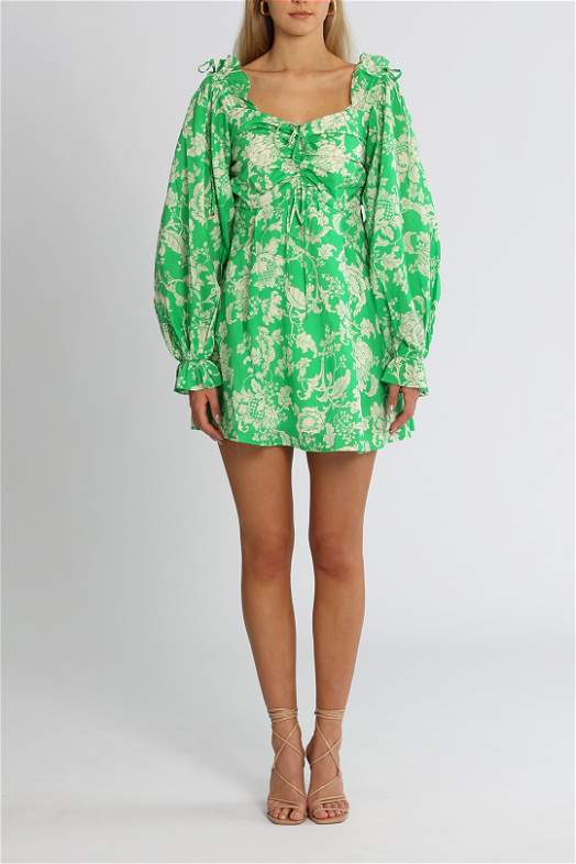 alice mccall lover to lover dress green Amelia Sage Ruched Midi Bodycon Dress