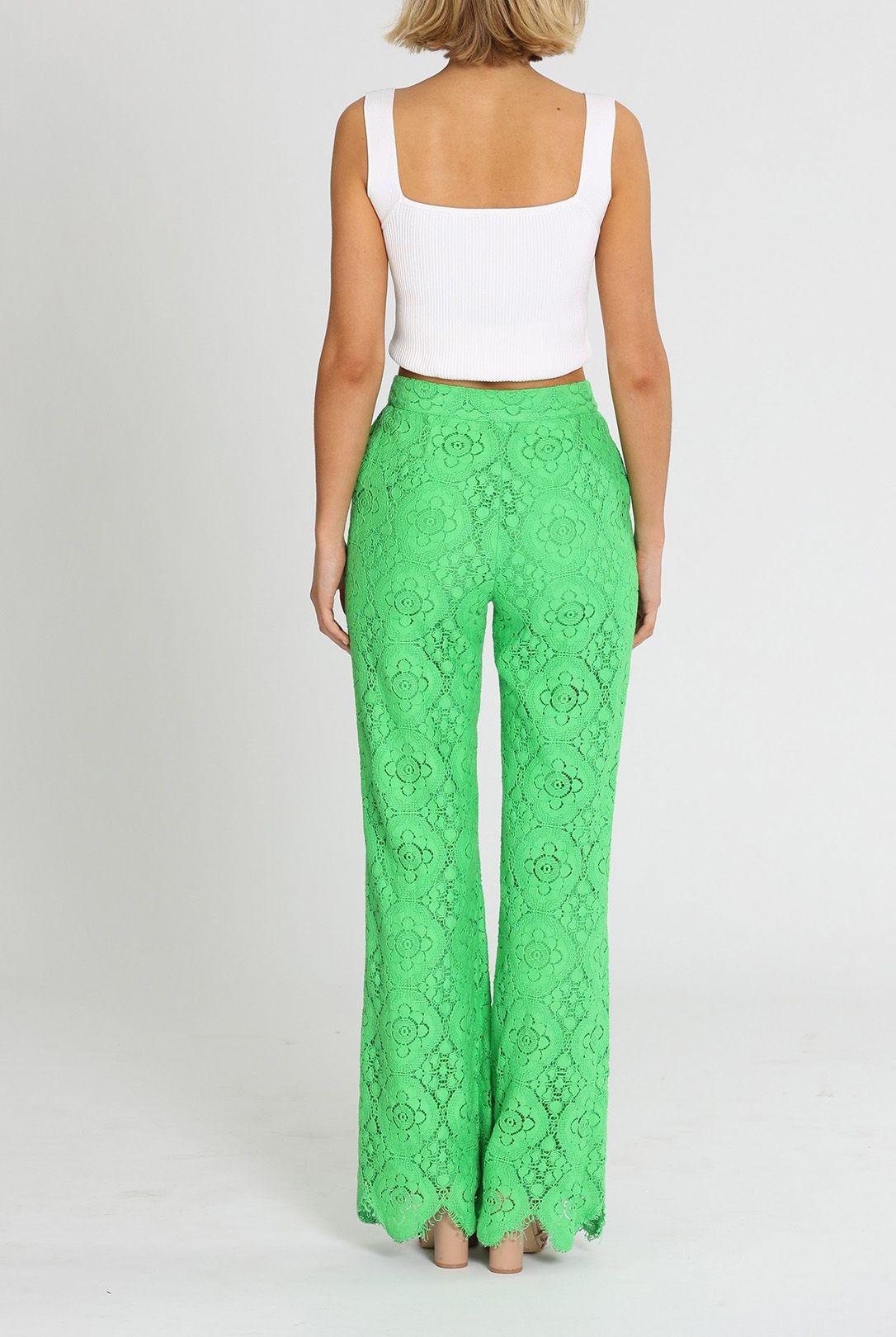 Alice McCall Yvonne Lace Pants Lime High Rise