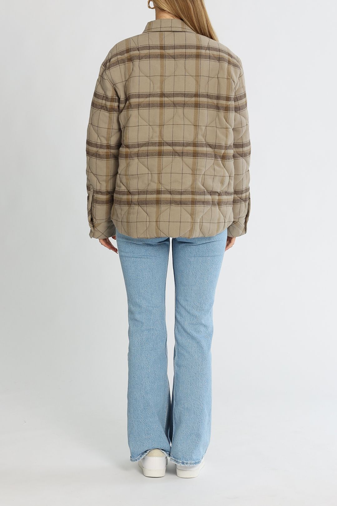 Anine Bing Jacob Jacket Khaki Plaid Relaxed Fit