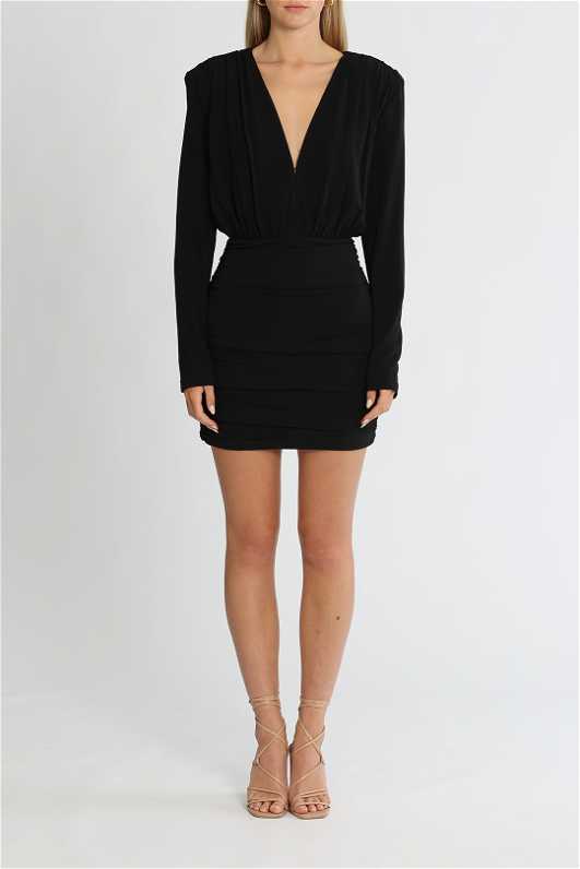 anine bing dress black Lovely In Lace Ruffled Puff Sleeve Mini Dress main image 1