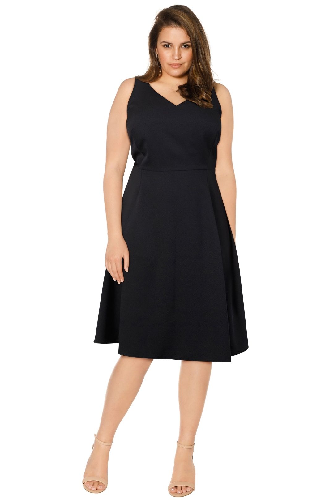 Crepe Tailoring Swing Dress in Black by Anna Scholz for Hire
