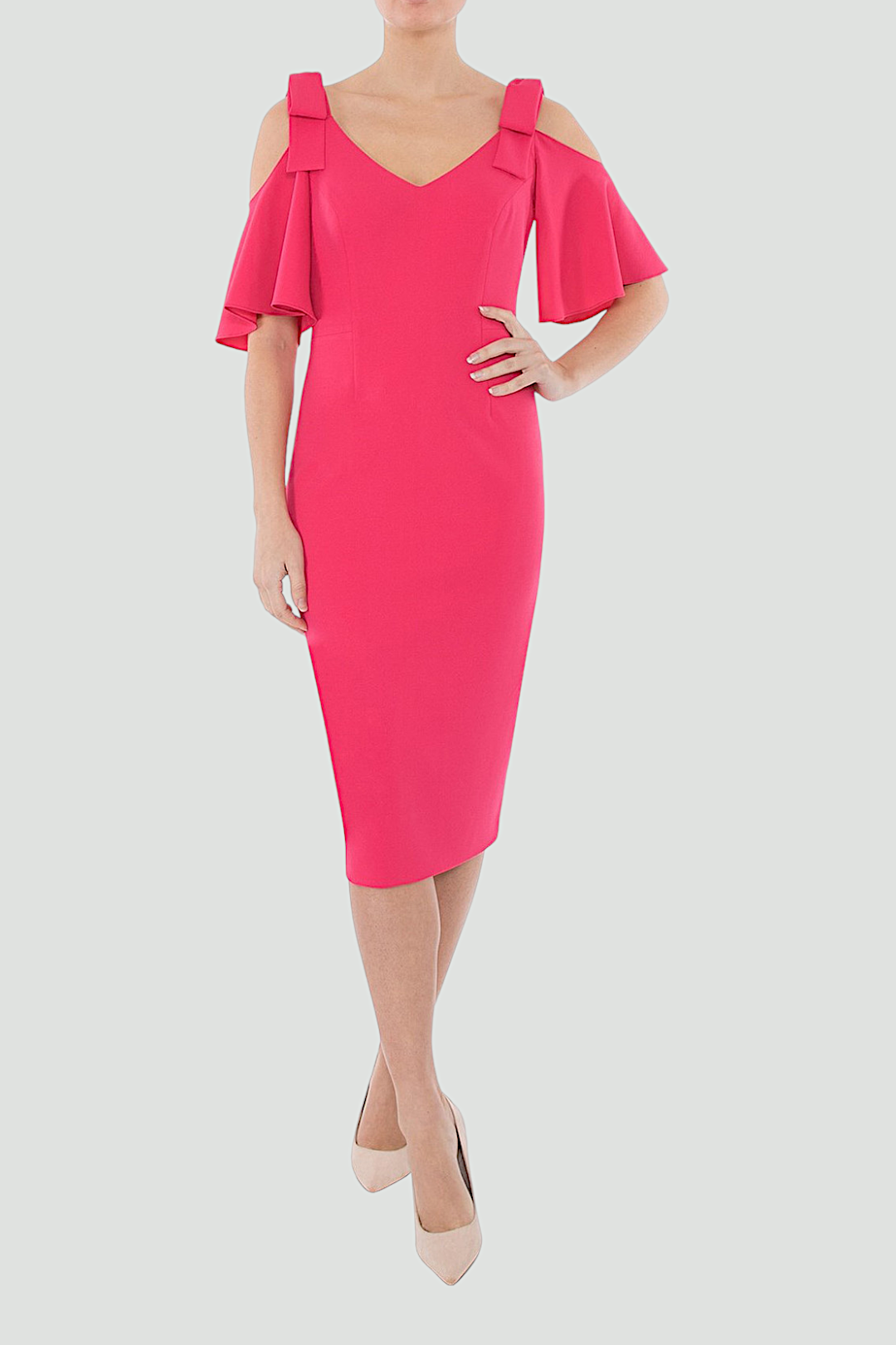 Hot pink cold shoulder dress top