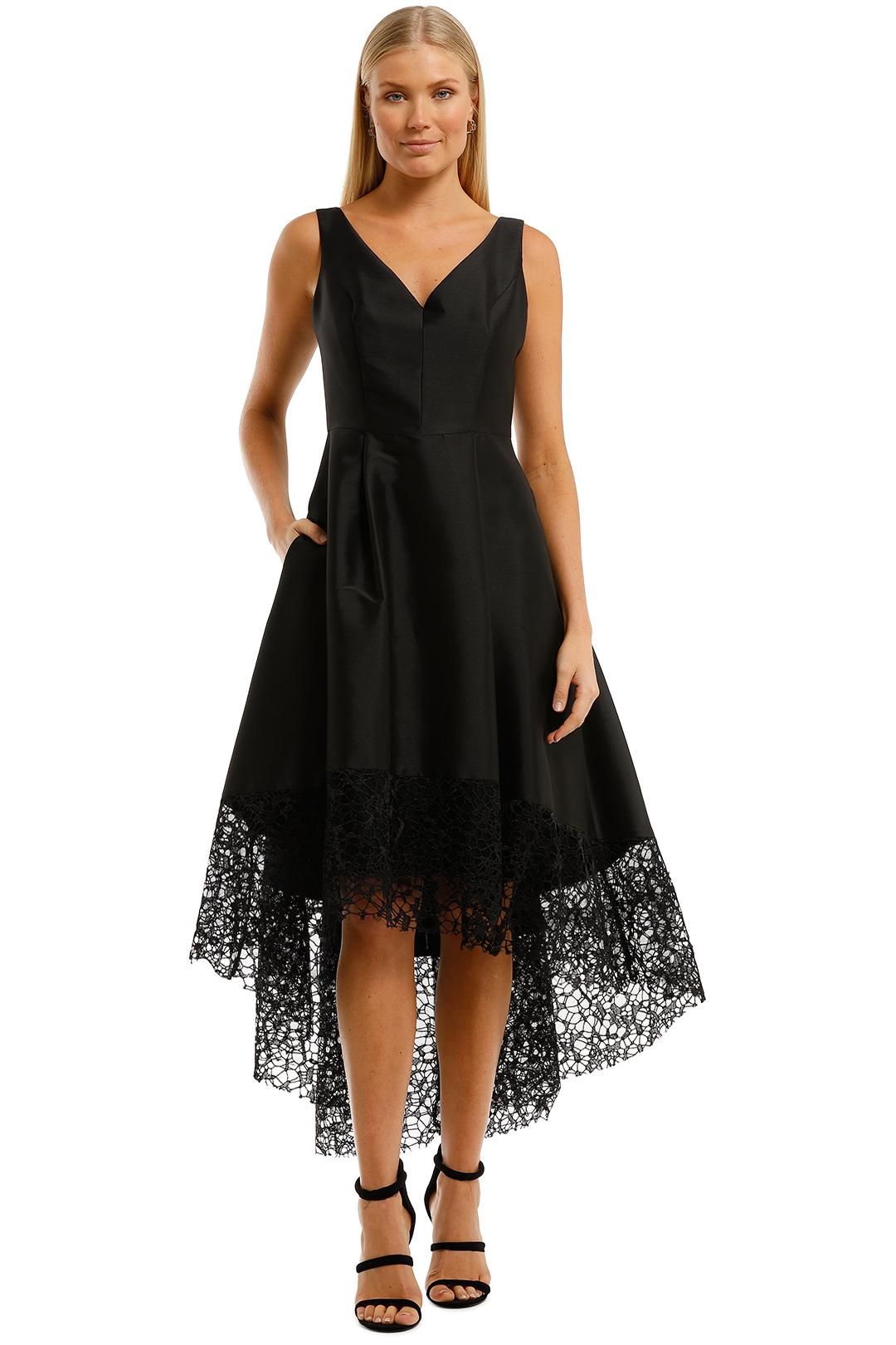 Hire Satin Hi Lo Dress Black Anthea Crawford GlamCorner