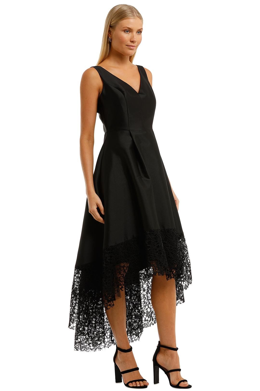 Hire Satin Hi Lo Dress | Black | Anthea Crawford