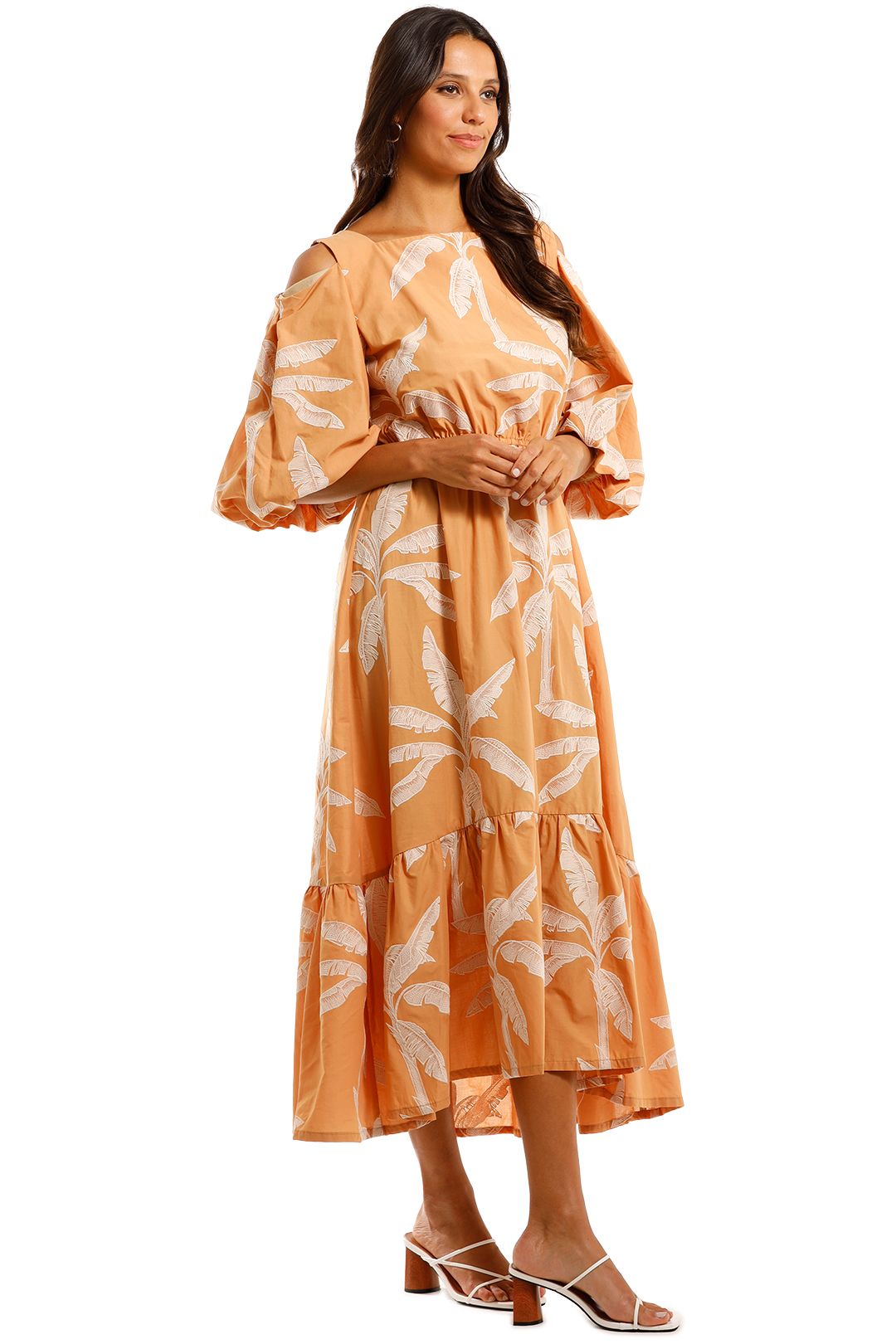 Apartment Clothing Palm Off Shoulder Dress Tropical Print