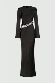 Arienzo Asymmetrical Lace Up Maxi Dress Black