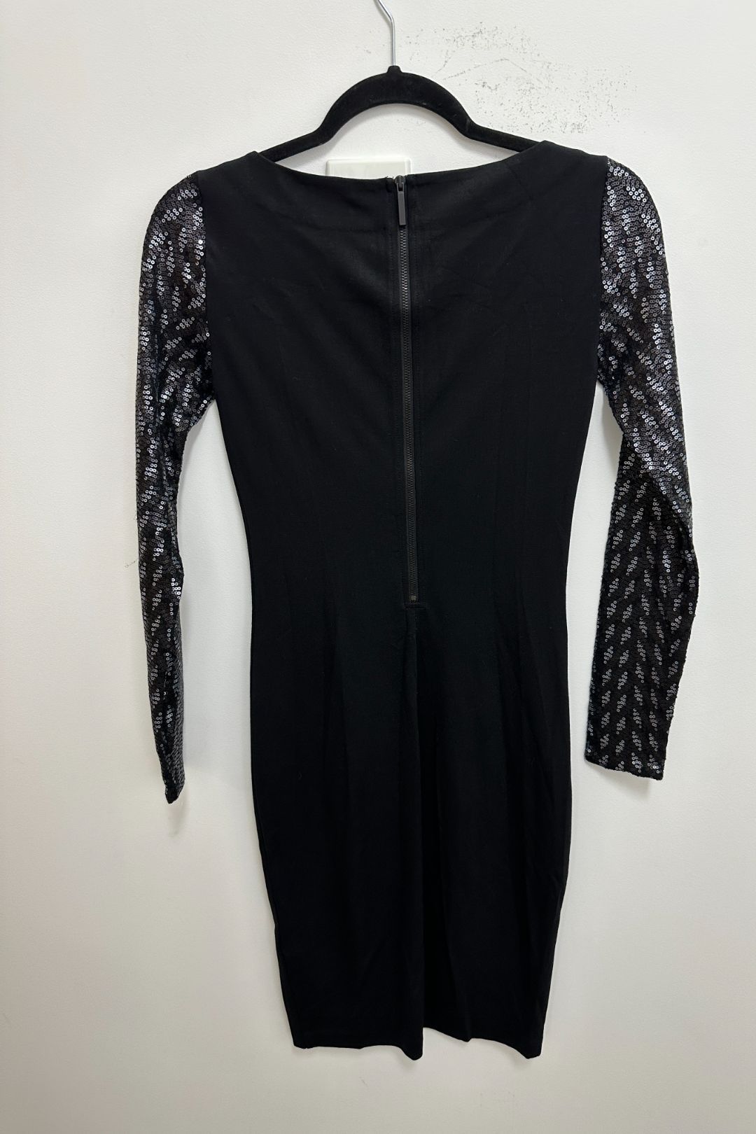 Buy Black Dress With Sequin Sleeves Armani Exchange GlamCorner