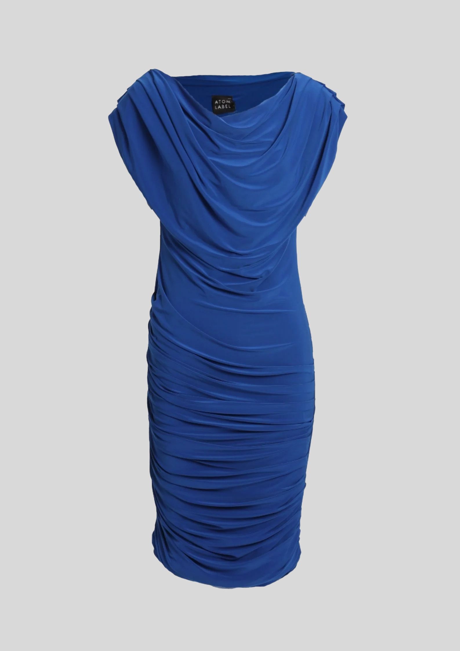 Atom Label - Off Shoulder Blue Ruched Bodycon Dress