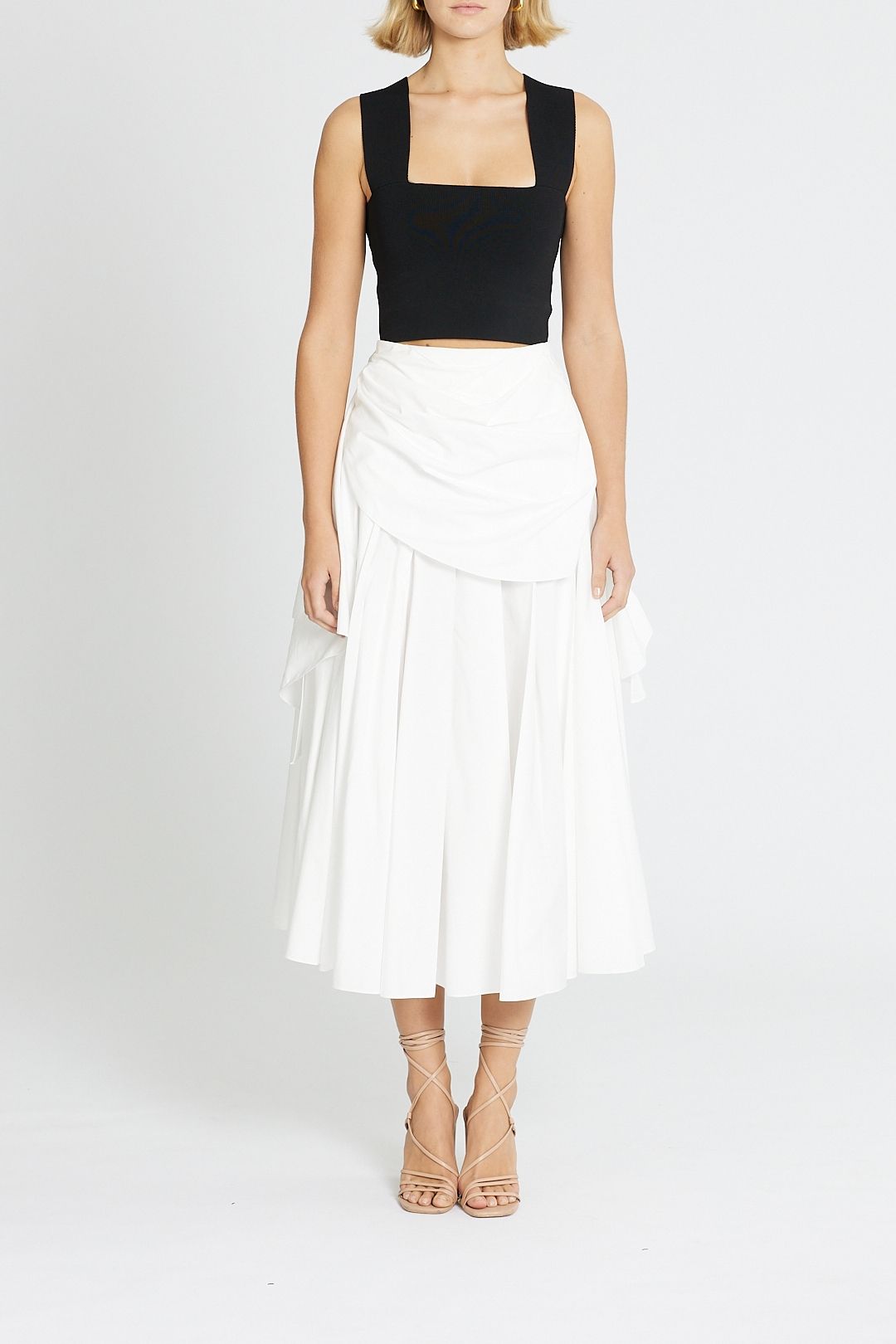 Hire High Waisted Pleated Skirt in White AWAKE GlamCorner