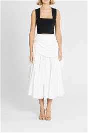 AWAKE High Waisted Pleated Skirt White